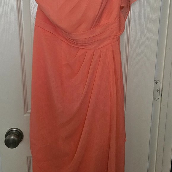 David's Bridal Salmon Peach Dress With Dainty Sequins (new with tags) - Picture 8 of 9